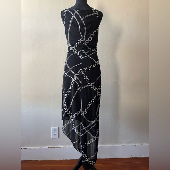David Meister Black/White A-Symmetrical Chain Link Dress, size 10, like new - Picture 6 of 8
